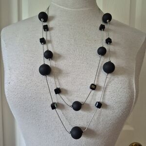 Black Multi-Strand Beaded Necklace